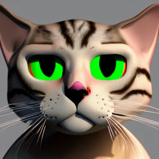 Image similar to creepy poorly 3 d rendered cat