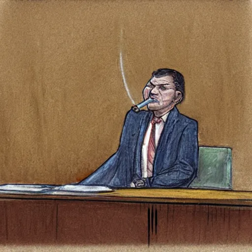 Image similar to water - pipe testifying in court, courtroom sketch