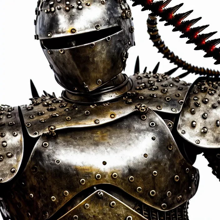 Image similar to photo of a warrior with metal centipede themed armour, highly detailed, 4 k, hdr, smooth, sharp focus, high resolution, award - winning photo