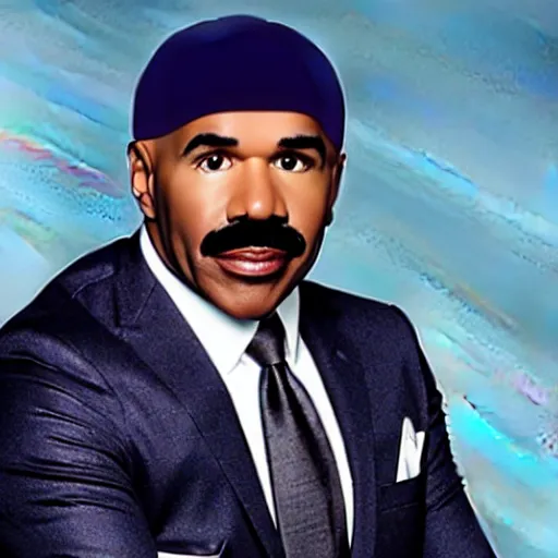 Prompt: steve harvey with long blue hair