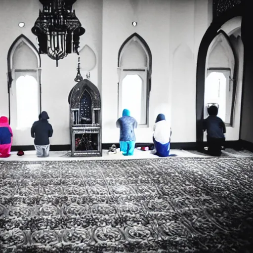 Prompt: bomberman praying in a mosque