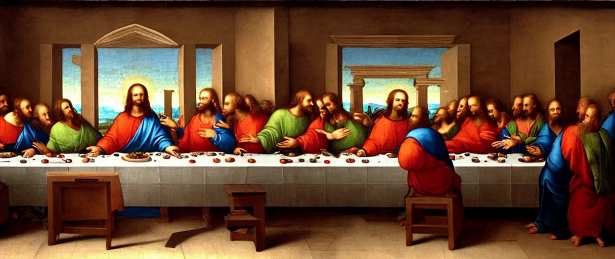 donald trump giving speech during the last supper, a Stable Diffusion