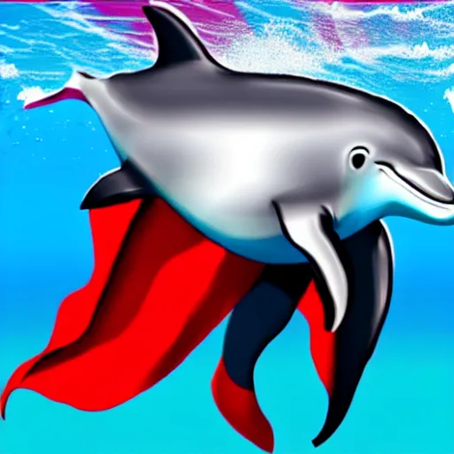 Image similar to a dolphin dressed as superman