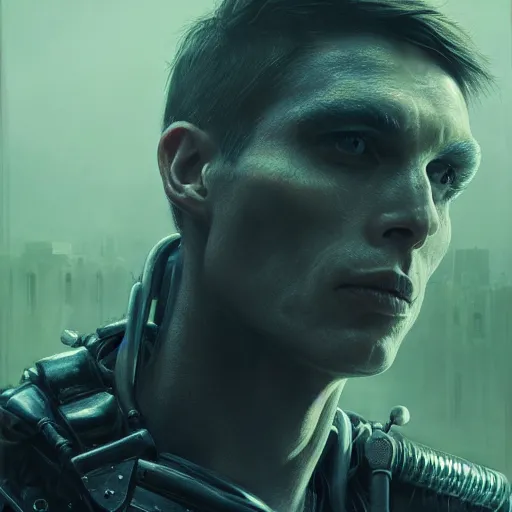 Image similar to cillian murphy portrait, dystopia core, apocalyptic, armor, warrior, dramatic, sharp focus, fiction, neon, fantasy, hyper detailed, digital art, trending in artstation, cinematic lighting, studio quality, smooth render, unreal engine 5 rendered, octane rendered, art style and nixeu and wlop and krenz cushart