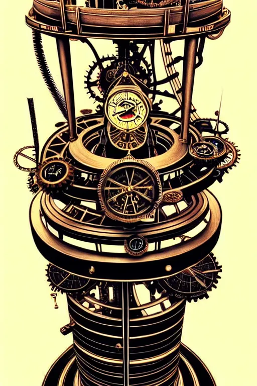 Image similar to steampunk gyroscope time machine, high details, intricately detailed, by vincent di fate, inking, 3 color screen print, masterpiece, trending on artstation,, sharp, details, hyper - detailed, hd, 4 k, 8 k