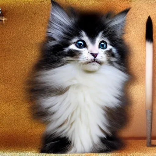 Image similar to cute long haired fluffy kitten dressed in egyptian costume detailed matte painting 4 k