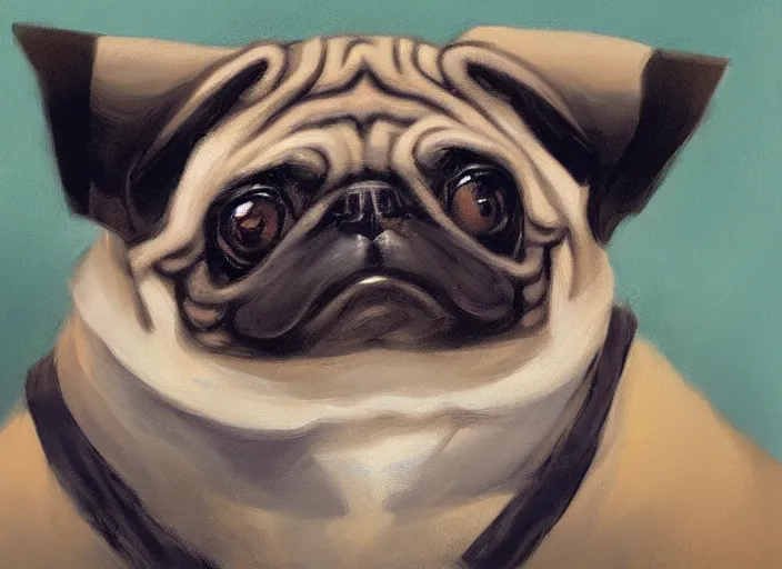 Image similar to a highly detailed beautiful portrait of a pikachu that looks like a pug, by gregory manchess, james gurney, james jean