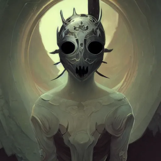 Image similar to Portrait of Hollow Knight , highly detailed, digital painting, artstation, concept art, sharp focus, illustration, art by greg rutkowski and alphonse mucha