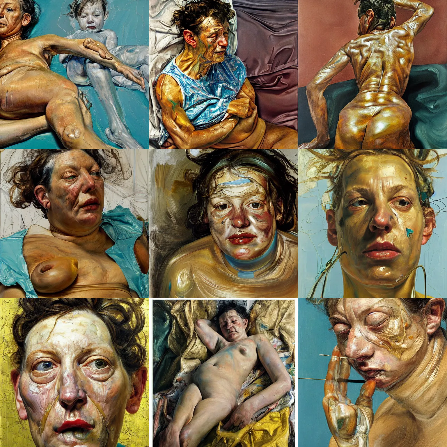 Prompt: high quality high detail painting by lucian freud and jenny saville, hd, golden, teal, turquoise