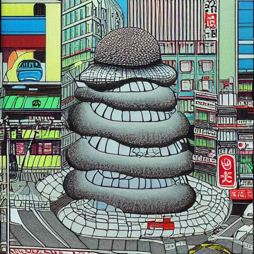 Image similar to nuclear mushroom in Tokyo by Toshio Saeki high detailed, view from street