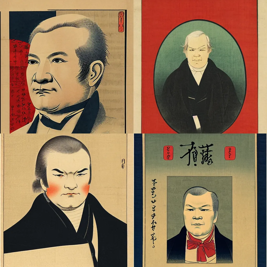 Prompt: ukiyo-e portrait of united states president andrew johnson