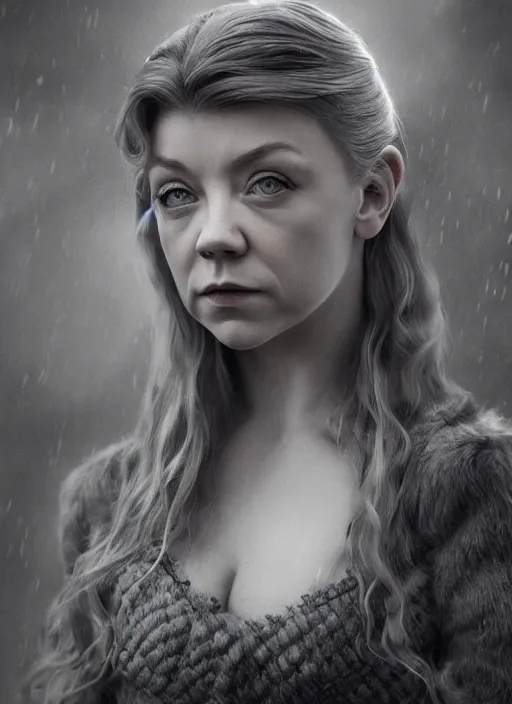 Image similar to natalie dormer wearing fox tail, depth of field, zeiss lens, detailed, symmetrical, centered, fashion photoshoot, by nicoletta ceccoli, mark ryden, lostfish, earl nore, hyung tae, frank frazetta, breathtaking, 8 k resolution, extremely detailed, beautiful, establishing shot, artistic, hyperrealistic, octane render, seductive lighting,