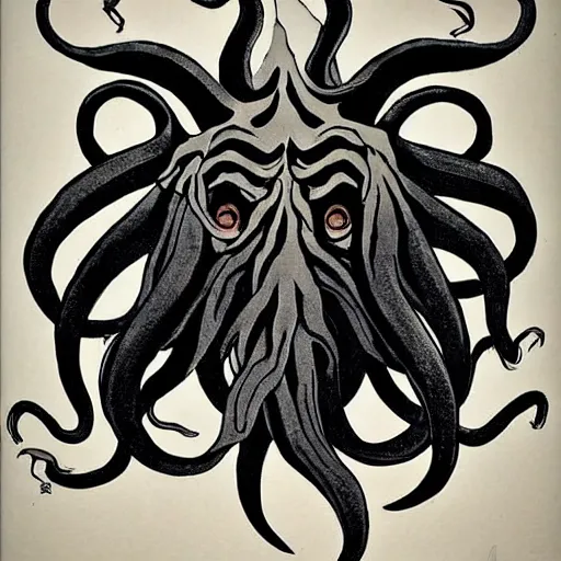 Prompt: cthulhu by qi baishi