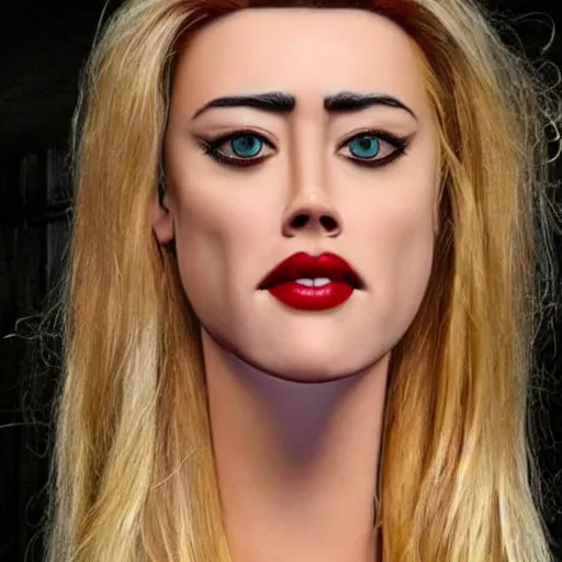 Image similar to a [ gourd ] carved shaped to look like ( amber heard face ) hybrid intercross