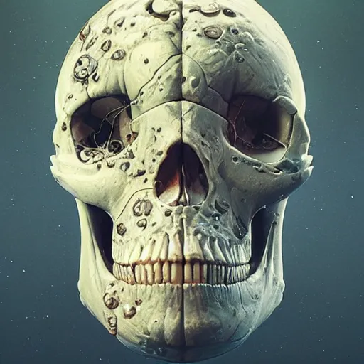 Prompt: portrait_of_a_melting_skull._intricate_abstract._intricate_artwork._by_Tooth_Wu_wlop_beeple_dan_mumford._octane_render_trending_on_artstat