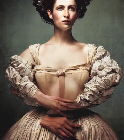 Image similar to portrait_photo_of_a_stunningly beautiful android maiden, 19th century, hyper detailed by Annie Leibovitz, Steve McCurry, David Lazar, Jimmy Nelsson, professional photography