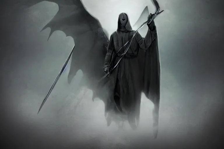 Image similar to The Lord of the Rings: a young, winged Nazgul.