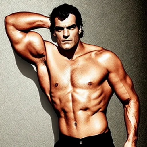 Image similar to henry cavil extremly msuclar, muscles, photographic,