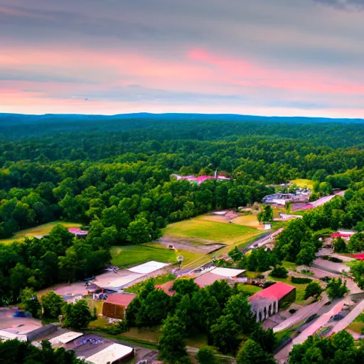 Prompt: an aerial view of Cullman, Alabama, award winning photo, artstation, 8k quality,