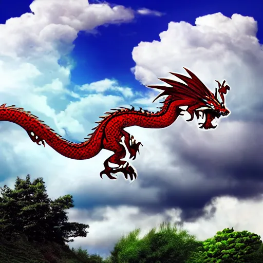 Prompt: dragon, clouds, lens zooming ， super resolution
