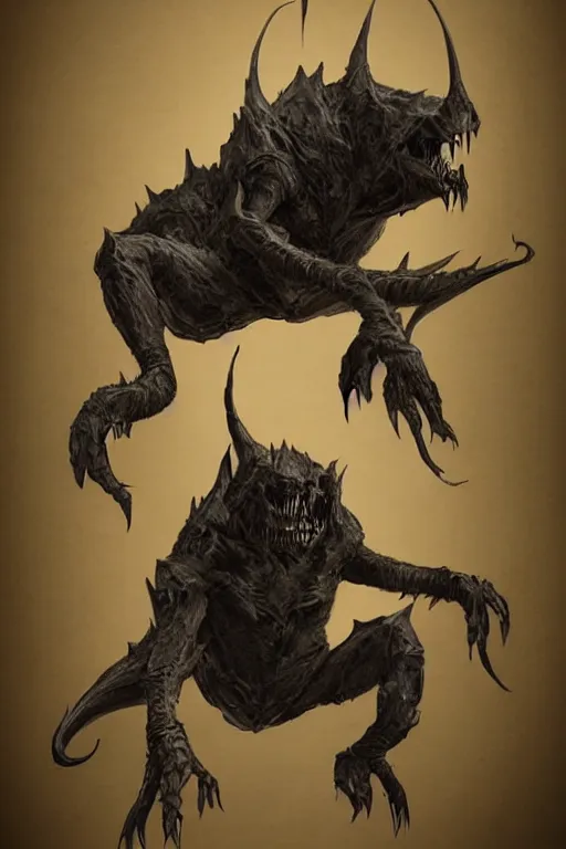 Image similar to creature design, concept art, small, menacing, dark, brooding