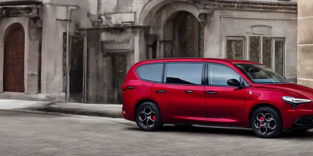 Image similar to 2022 Alfa Romeo Minivan, red