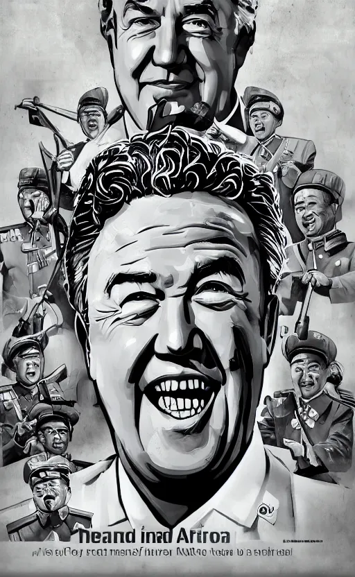 Prompt: propaganda poster jeremy clarkson as ruler of north korea, 8 k, trending on artstation