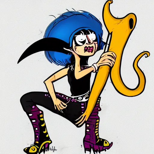 Image similar to vintage cartoon psychic punk rocker electrifying rockstar with a giant vampiric squid for a head concept character designs of various shapes and sizes by genndy tartakovsky and Lauren faust trending on art station