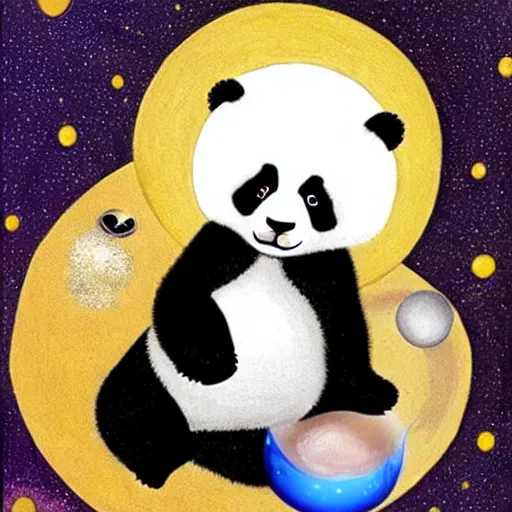 Image similar to golden skinned panda giving birth to the universe!