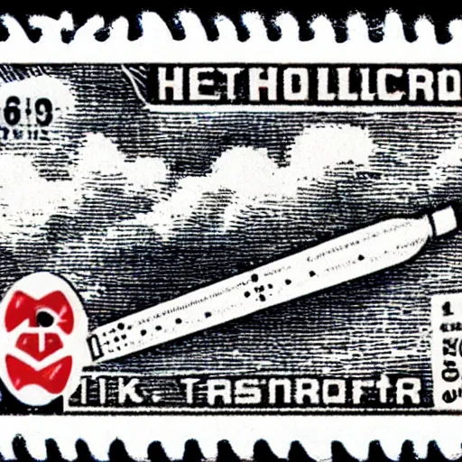 Image similar to a stamp commemorating a rocket launch