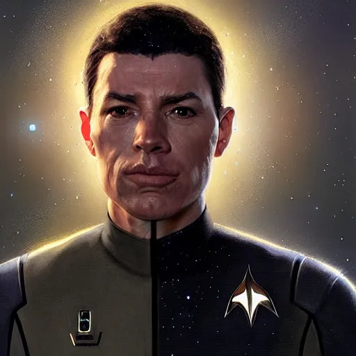 Prompt: UHD Photorealistic Felline-human hybrid Starfleet Officer wearing a spacesuit with hyperrealistic, correct details, cosmic dynamic lighting, symmetrical face, accurate face, by Greg Rutkowski