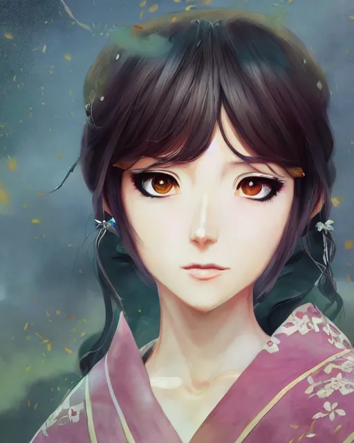 Image similar to An anime portrait of Ssunbiki as a beautiful woman wearing a kimono from Skyrim, by Stanley Artgerm Lau, WLOP, Rossdraws, James Jean, Andrei Riabovitchev, Marc Simonetti, and Sakimichan, trending on artstation