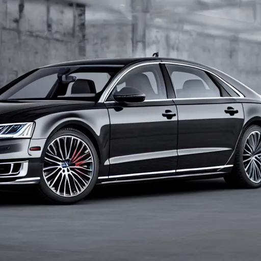 Image similar to black 2 0 2 0 audi a 8, extremely detailed, photo realistic, 8 k, car photography