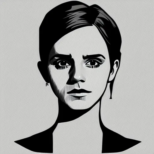 Image similar to emma watson, digital art, iconic icon, 2 d vector logo, cartoon, t - shirt design