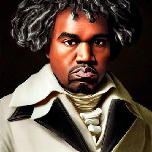 Prompt: kanye west as beethoven, photorealistic