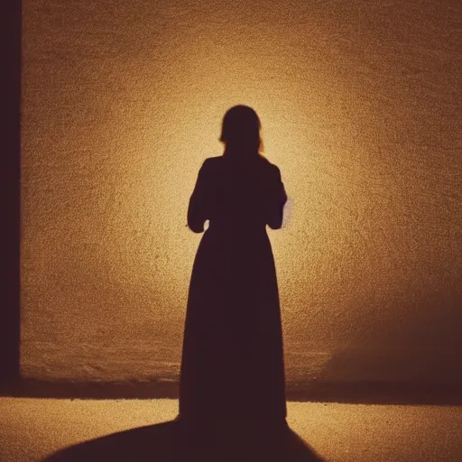 Prompt: silhouette of a lovely woman, backlight illuminated