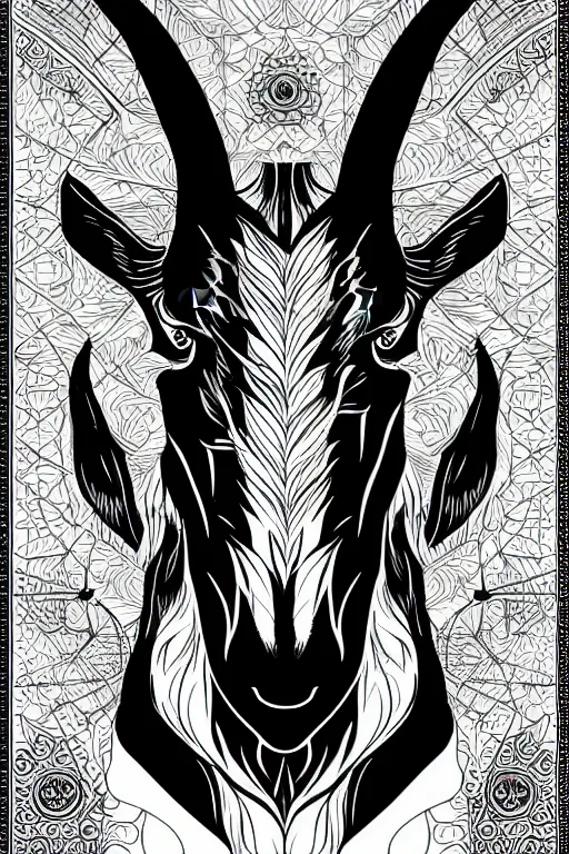 Prompt: mystic goat portrait vector illustration