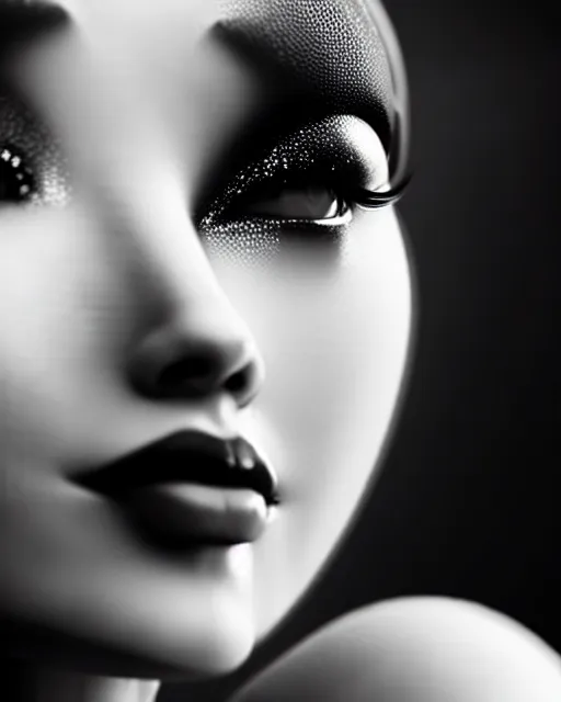 Image similar to black and white dreamy young beautiful female artificial intelligence, metropolis, cinematic, rim light, bokeh, photo - realistic, elegant, high detail, 8 k, masterpiece, photo taken in 1 9 3 0