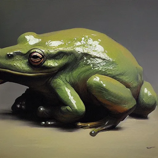 Image similar to frog - elephant creature, oil painting by ruan jia