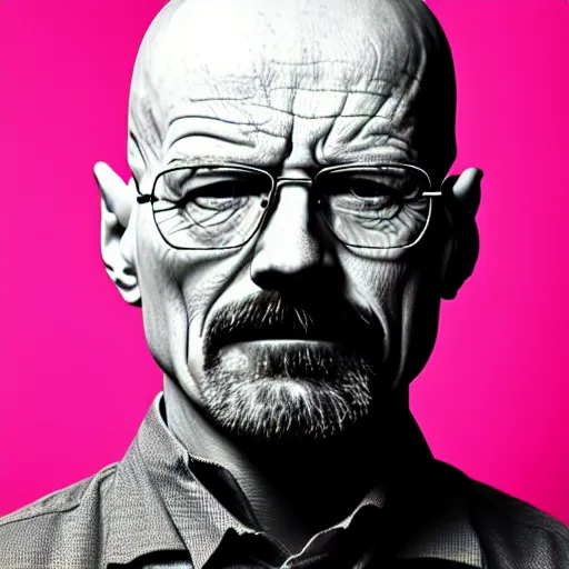 Prompt: Portrait photo of walter white wearing pink sunglasses, color, studio lighting
