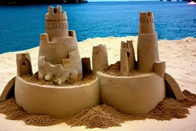 Prompt: a completed sand castle