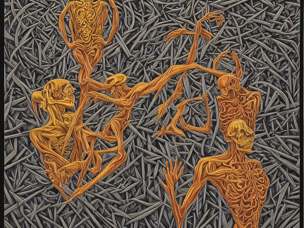 Image similar to meditation on death by Alex Grey and M. C. Escher collaboration