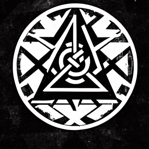 Prompt: AO occult anarchy symbol, graphic design, logo, black and white