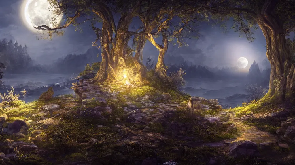 Image similar to moonlight sonata, fantasy artwork, very very very beautiful scenery, hd, hdr, ue5, ue6, unreal engine 5, cinematic 4k wallpaper, 8k, ultra detailed, high resolution, artstation, award winning