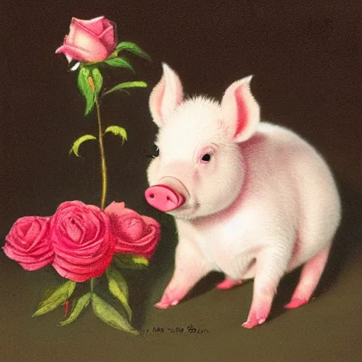 Image similar to a piglet with roses