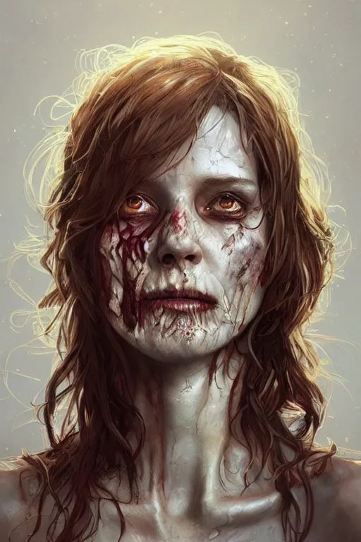 Prompt: portrait of walking dead zombie by terry o'neill intricate, elegant, highly detailed, digital painting, glowing skin, artstation, concept art, soft, sharp focus, bright lighting, illustration, art by artgerm and greg rutkowski and alphonse mucha, beautiful