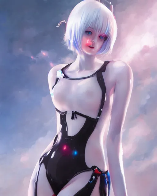 Image similar to A ultradetailed beautiful panting of Rei Ayanami by GUWEIZ