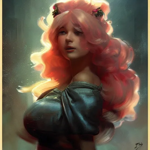 Image similar to princess peach, hyperrealistic full figure, bladerunner street alley, art of elysium by frank frazetta and by jeremy mann and by alphonse mucha, fantasy art, photo realistic, dynamic lighting, artstation, full figure poster, volumetric lighting, very detailed face, 4 k, award winning