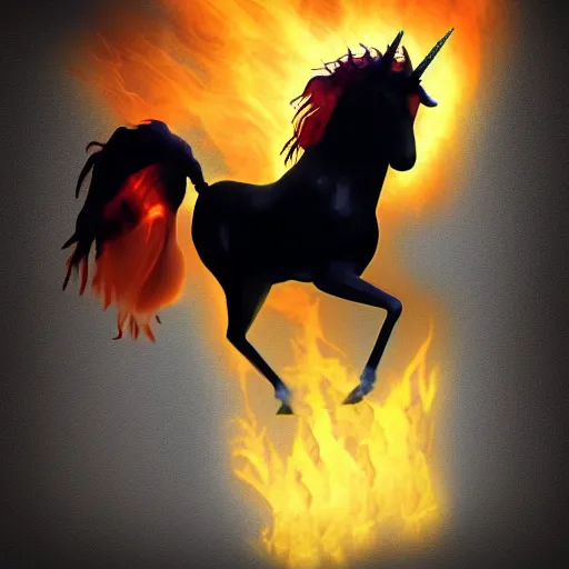 Prompt: a flaming unicorn digital art