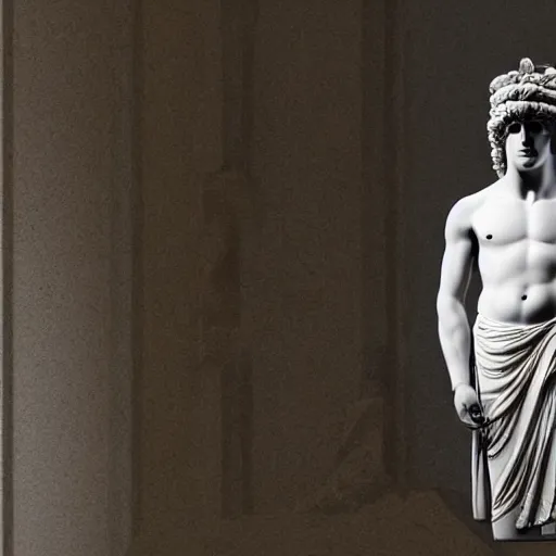 Prompt: Photo of a Greek Statue of Antinous making high quality rips on FL Studio